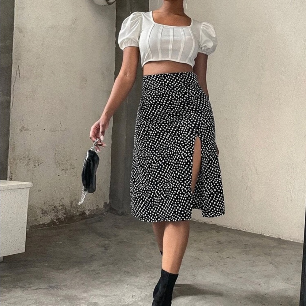 SHEIN allover print split thigh skirt